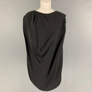 RICK OWENS GLITTER FW 17Size 8 Black Viscose Draped Sleeveless Blouse